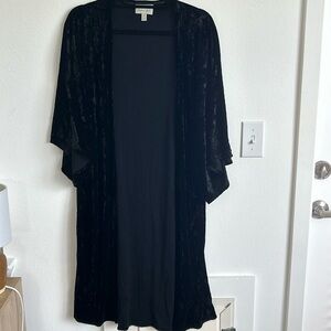 Long short sleeve velvet cardigan